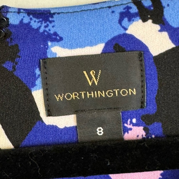 Worthington Blue and Purple Dress Short Sleeve Womens Size 8 - Picture 3 of 5